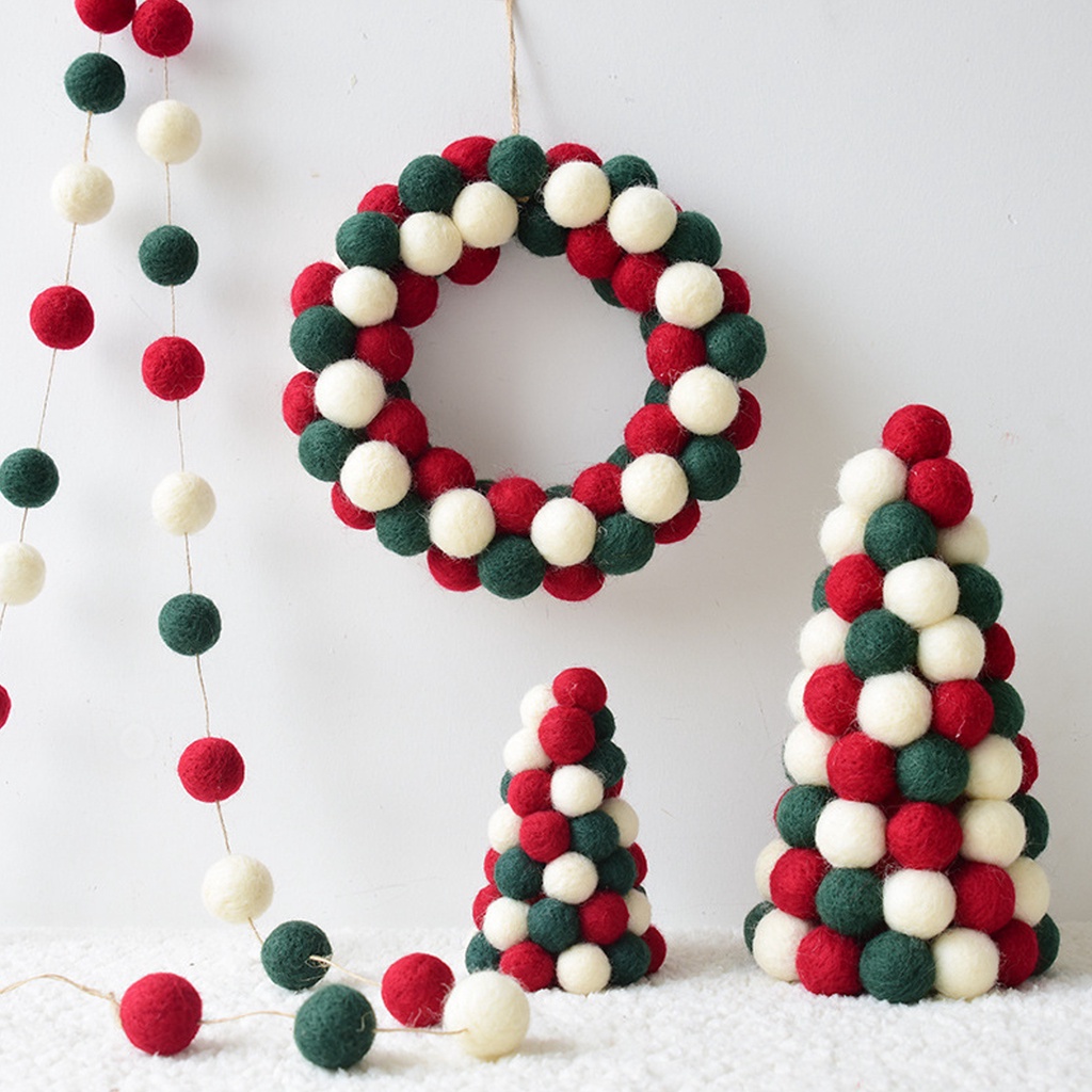 christmas-ลูกบอลปอมปอม-สีแดง-สีเขียว-สําหรับตกแต่งต้นคริสต์มาส-diy-1-แพ็ค