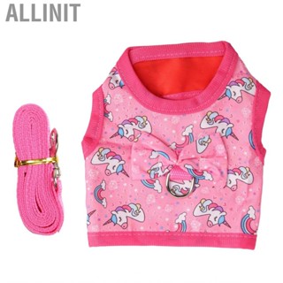 Allinit Bunny Vest Leash Cute Cartoon Unicorn Pattern Rabbit Harness Polyester with Hook and Hoop Fasteners for Guinea Pig