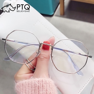 แว่นตาสายตาสั้น ป้องกันแสงสีฟ้า สีทอง แฟชั่นสําหรับผู้หญิง PTQ