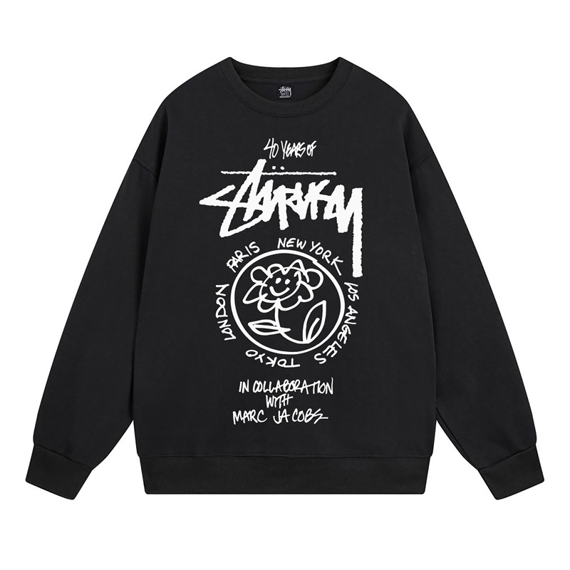 stussy-classic-parade-เสื้อกันหนาว-คอกลม-พิมพ์ลาย-ใส่สบาย-แฟชั่น-สําหรับผู้ชาย-และผู้หญิง