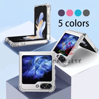 เคสโทรศัพท์ ซิลิโคน ใส กันกระแทก แบบพับได้ สีสันสดใส สําหรับ Samsung Z Flip 5 Galaxy Z Flip 4 Z Flip 3