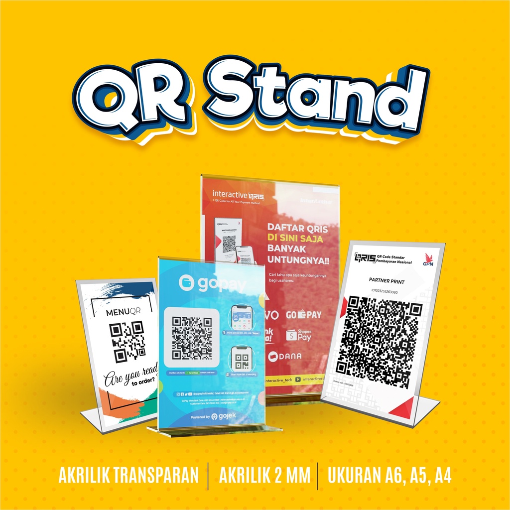 อะคริลิค QRIS QR STANDING CUSTOM QR CODE TABLE CAFE / RESTO / ACRYLIC ...