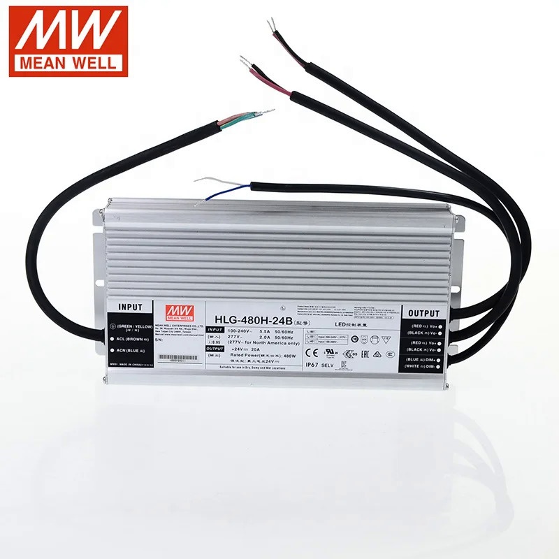 Alimentatore LED Professionale MEAN WELL HLG-480H-C2800B, 480W, Corrente Costante 2800mA