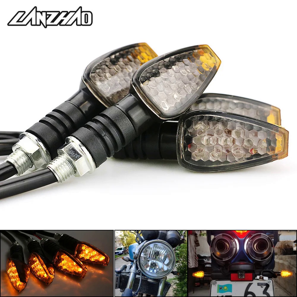 4pcs/set Universal Motorcycle LED Turn Signals Long Short Turn Signal