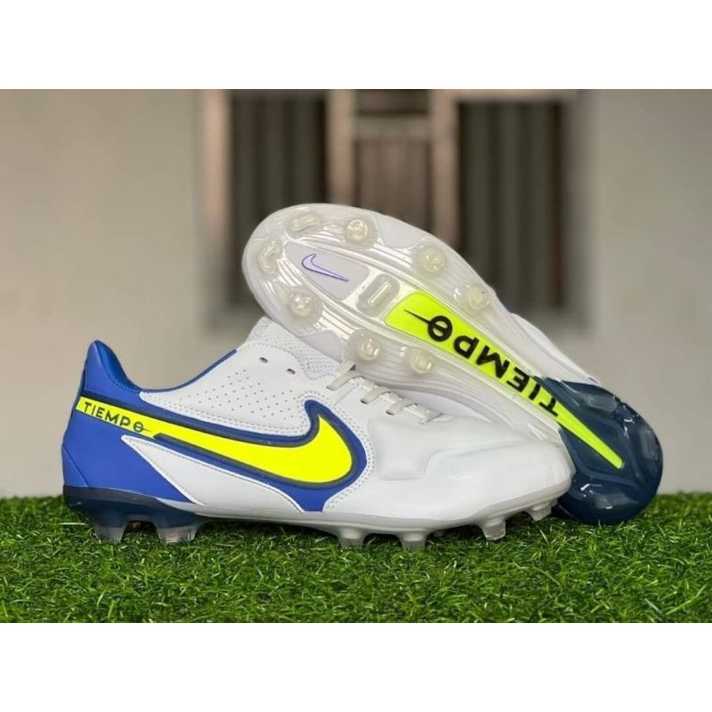 คุณสามารถ COD รองเท้าฟุตบอล Nike Tiempo Legend 9 White Blue Yellow FG ...