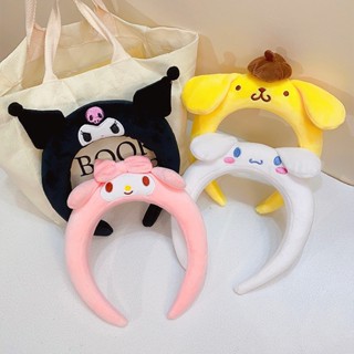 ที่คาดผม ผ้ากํามะหยี่ขนนิ่ม ลายการ์ตูน Kuromi Melody Cinnamoroll Wash Face Hair Hoop Sanrio ขอบกว้าง เครื่องประดับผม