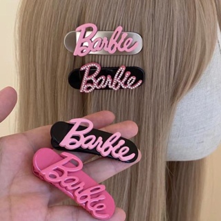 High-looking rose pink Barbie hairpin advanced feeling exquisite diamond letter hairpin bangs clip duck beak clip
