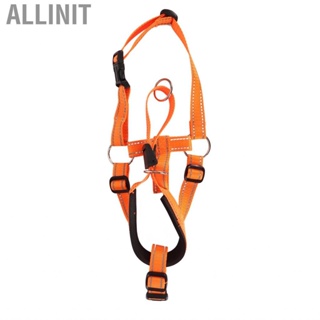 Allinit Headcollar Nylon Dog Muzzle Adjustable Prevent Biting Barking Breathable Mouth Guard for Walking Training Orange