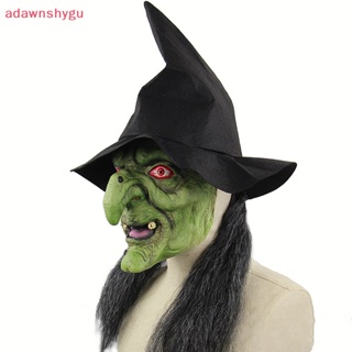 Adagu หน้ากากยาง รูปตัวตลก แม่มดแก่ หน้าเขียว น่ากลัว พร็อพปาร์ตี้ฮาโลวีน สําหรับผู้หญิง TH