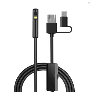 Audioworld กล้องตรวจสอบ Endoscopy Borescope 3 in 1 อินเตอร์เฟซ แบบเปลี่ยน สําหรับ Type-C Android USB Port หรี่แสงได้ 9 ระดับในตัว เลนส์ LEDs 5.5 มม. 196