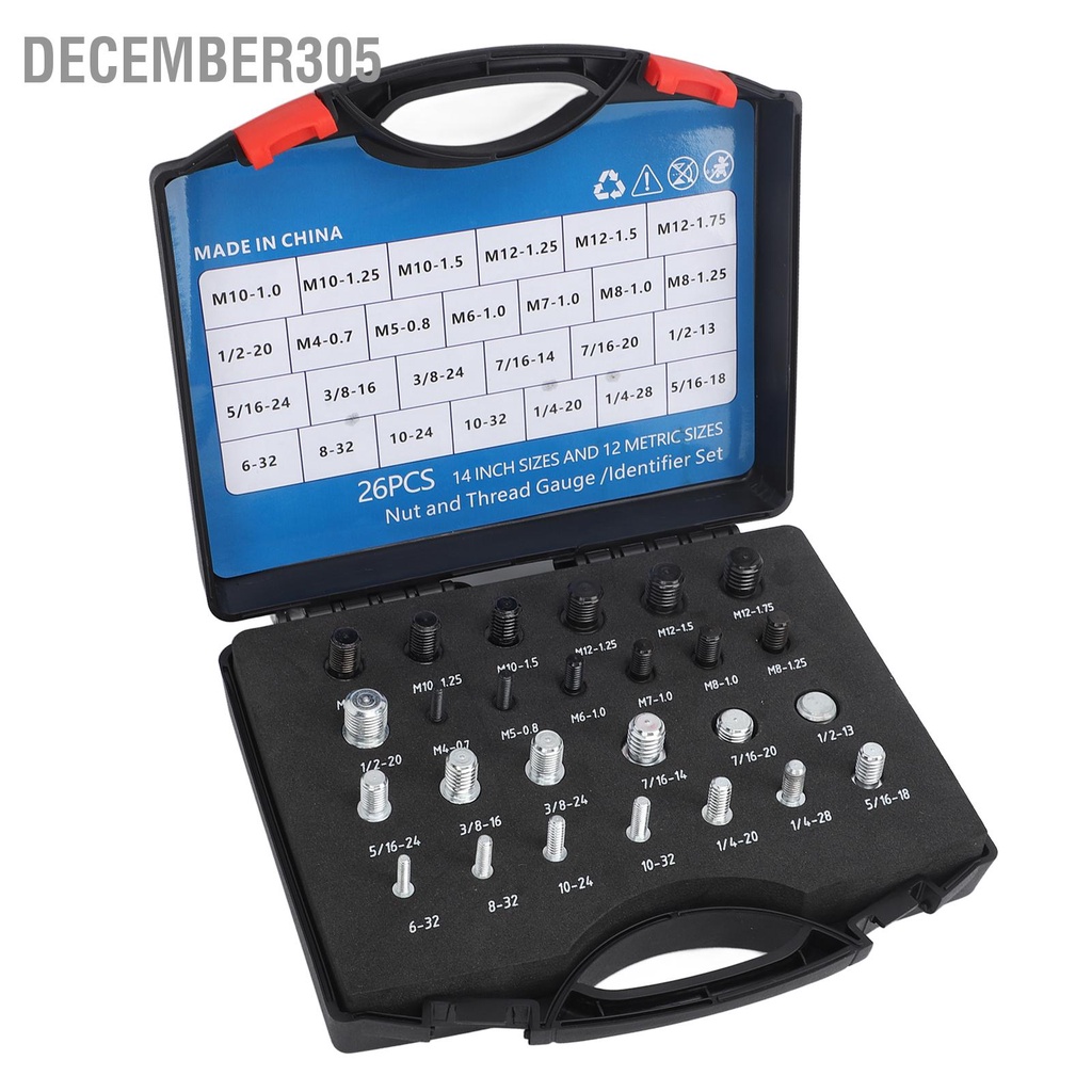 december305-26-pcs-nut-bolt-thread-checker-high-accuracy-carbon-steel-abs-and-gauge-set-for-detecting-fixed-bolts