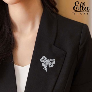 Ellastore123 เข็มกลัด รูปโบว์ ประดับพลอยเทียม แวววาว อัลลอย เครื่องประดับแฟชั่น สําหรับผู้หญิง ของขวัญแต่งงาน ผ้าคลุมไหล่