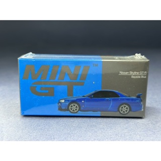 ▪️Nissan Skyline GTR R34 V-Spec II Bayside Blue #341 Scale 1:64 ยี่ห้อ Minigt