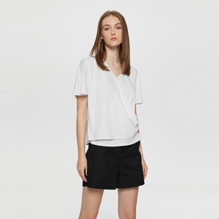 G2000 เสื้อเบลาส์ผ้ายืดผู้หญิง รูปทรงตรง (REGULAR FIT) รุ่น 3624177101 OFF-WHITE