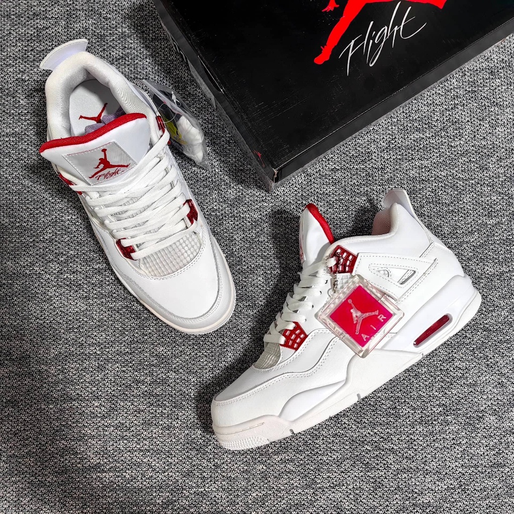 jordan 4 white metallic red