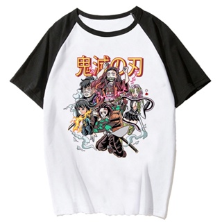 เสื้อท็อป ลายการ์ตูนอนิเมะ Demon Slayer สไตล์ญี่ปุ่น สําหรับผู้หญิง