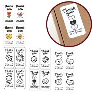 สติกเกอร์ฉลาก ลาย Thank You น่ารัก แฮนด์เมด สําหรับติดตกแต่งบรรจุภัณฑ์ คุกกี้ อาหาร 100 ชิ้น ต่อแพ็ค