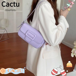 Cactu กระเป๋าถือ กระเป๋าสะพายไหล่ หนัง PU ขนาดเล็ก จุของได้เยอะ สีพื้น แฟชั่นสําหรับสตรี Y2k