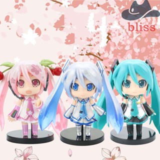 ฟิกเกอร์ PVC รูปปั้น Miku Hatsune Action Figures Q version สีฟ้า สีเขียว สีชมพู ของเล่นสําหรับเด็ก