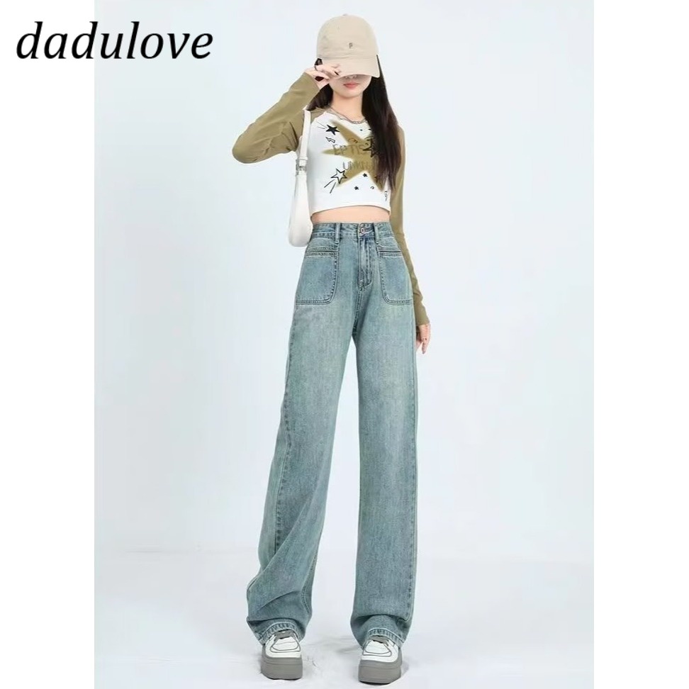 dadulove-new-american-ins-high-street-retro-washed-jeans-niche-high-waist-wide-leg-pants-plus-size-trousers