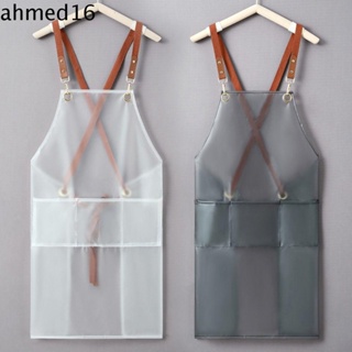 Ahmed ผ้ากันเปื้อน TPU โปร่งแสง พร้อมกระเป๋า ผ้ากันเปื้อนครัว เครื่องมือทําความสะอาด กันน้ํามัน ผ้ากันเปื้อนทําอาหาร ผู้หญิง / ผู้ชาย