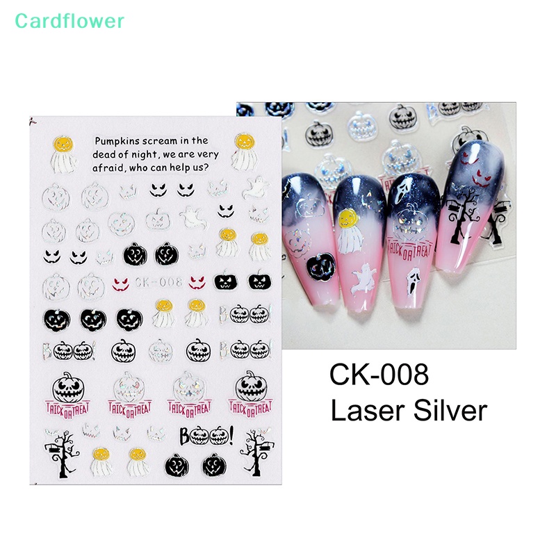 lt-cardflower-gt-สติกเกอร์เลเซอร์-ลายการ์ตูนฟักทอง-ผี-แมงมุม-สีเงิน-สําหรับตกแต่งเล็บ-เทศกาลฮาโลวีน