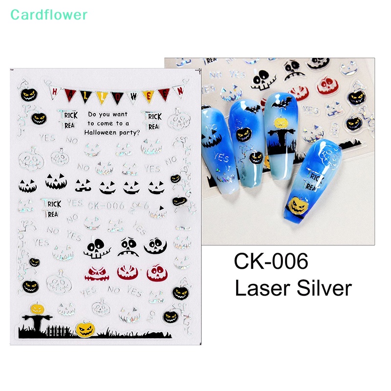 lt-cardflower-gt-สติกเกอร์เลเซอร์-ลายการ์ตูนฟักทอง-ผี-แมงมุม-สีเงิน-สําหรับตกแต่งเล็บ-เทศกาลฮาโลวีน