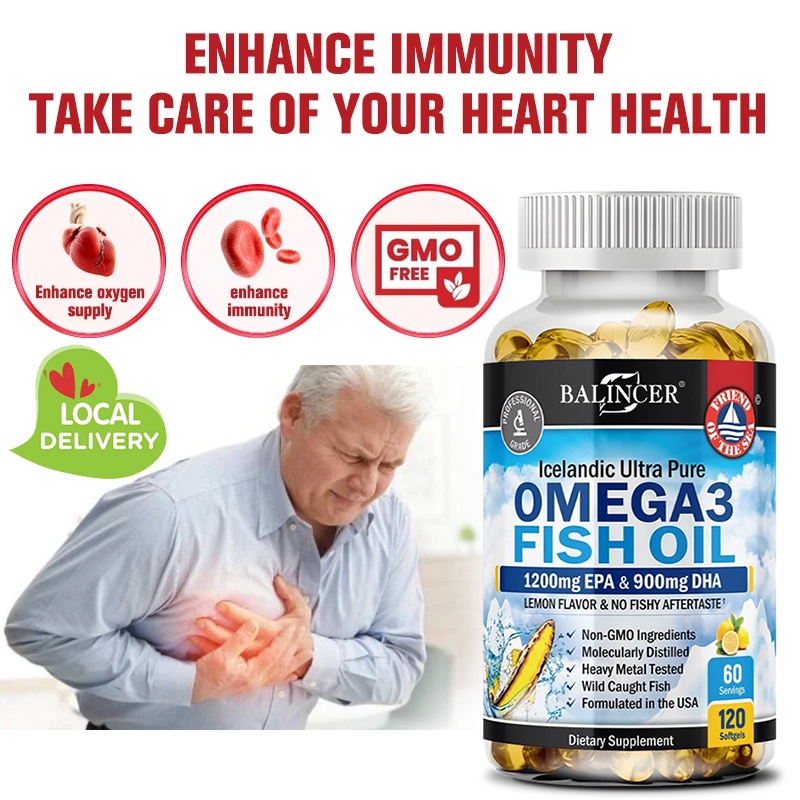 Fish Oil Omega 3 EPA & DHA - Immune & Heart Support Fatty Acid Pills ...