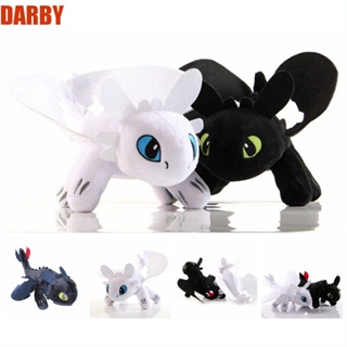 Darby หมอนตุ๊กตานุ่ม รูปการ์ตูนมังกร How To Train Your Dragon How To Train Your Dragon ขนาด 20 27 35 ซม. สีดํา ขาว