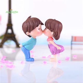 Erck&gt; ตุ๊กตาคู่รักจูบ ขนาดเล็ก สําหรับตกแต่งสวนขวด 2 ชิ้น