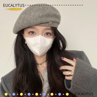 Eutus หมวกเบเร่ต์ ผ้าขนสัตว์ ให้ความอบอุ่น แฟชั่นฤดูหนาว สไตล์ฝรั่งเศส สําหรับผู้หญิง