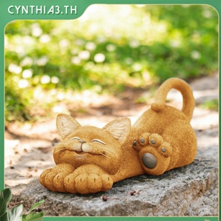 Kawaii แมวยิ้มตกแต่งสวนเครื่องประดับเรซินทน Handcrafted รูปปั้นแมวจิ๋วสำหรับตกแต่งบ้าน SMILE Cat งานฝีมือเรซิน Strong แมวยิ้มรูปปั้น Cynthia
