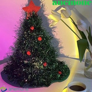 Anemone หมวกคริสต์มาส ผ้ากํามะหยี่ขนนิ่ม ไม่ถักทอ แวววาว ของขวัญสําหรับเด็ก เครื่องประดับ บ้าน คริสต์มาส