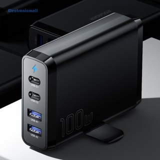 ESSAGER [ElectronicMall01.th] ที่ชาร์จ USB C PD 100W 4 เอาท์พุต US EU UK สําหรับ iPhone Samsung Xiaomi MacBook