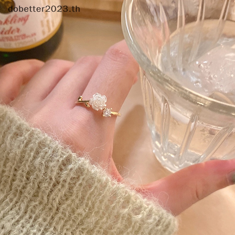 db-แหวนแฟชั่น-ลายดอกคามิเลียน่ารัก-ปรับได้-สําหรับผู้หญิง-พร้อมส่ง