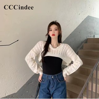 Cccindee ใหม่ เสื้อกันหนาวลําลอง แขนยาว คอกลม สีพื้น เข้ากับทุกการแต่งกาย แฟชั่นสําหรับสตรี 2023