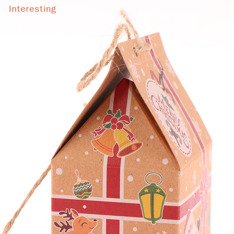 interesting-ถุงกระดาษคราฟท์-ทรงบ้าน-พร้อมเชือก-สําหรับใส่ขนมคุกกี้-ตกแต่งต้นคริสต์มาส-5-ชิ้น