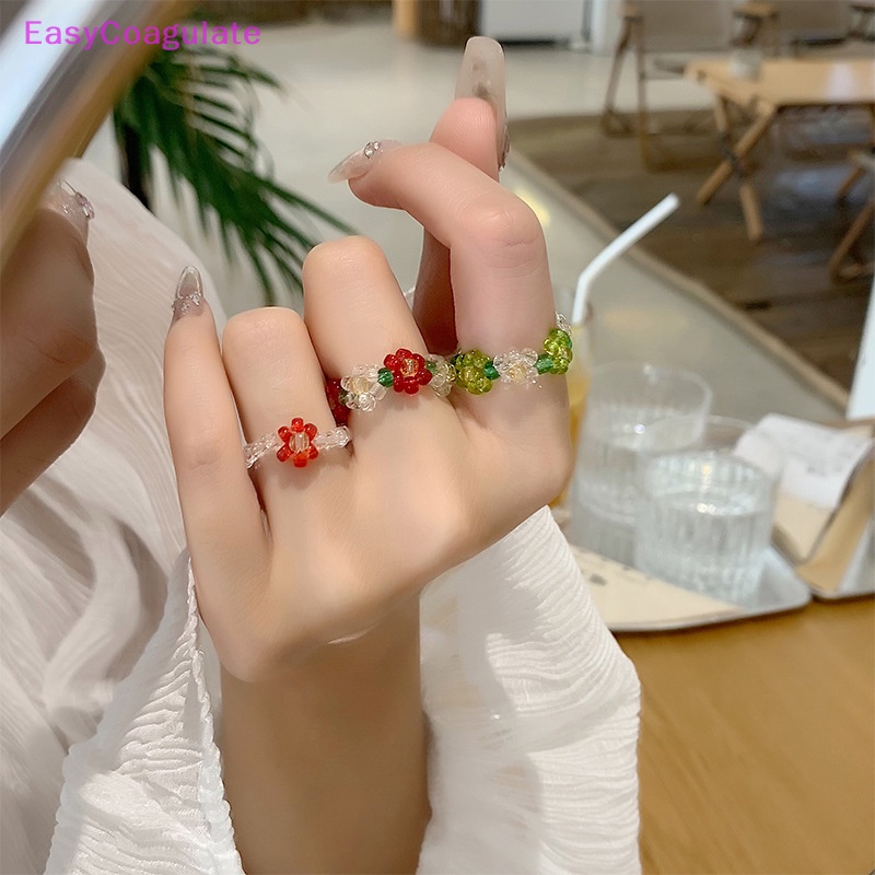 แหวน-ประดับลูกปัด-ลายดอกไม้-แฮนด์เมด-สไตล์เกาหลี-แฟชั่นฤดูร้อน-สําหรับผู้หญิง-y2k
