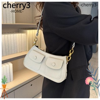 Cherry3 กระเป๋าสะพายไหล่ สะพายข้าง ใต้วงแขน หนัง PU ขนาดเล็ก จุของได้เยอะ สีพื้น แฟชั่น สําหรับเด็กผู้หญิง Y2k