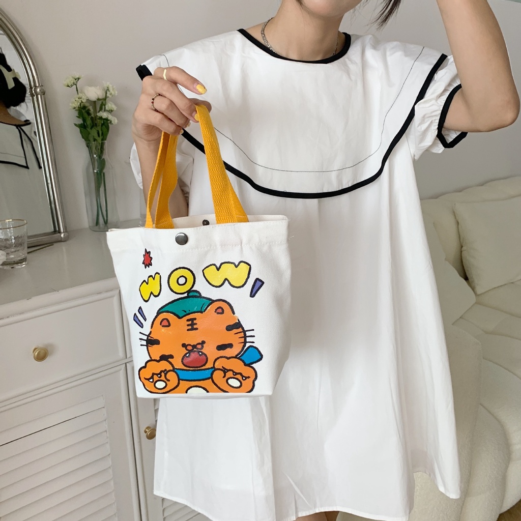กระเป๋าผ้าแคนวาส-พิมพ์ลายการ์ตูนน่ารัก-แบบพกพา-สําหรับใส่กล่องอาหารกลางวัน-เหมาะกับนักเรียนหญิง