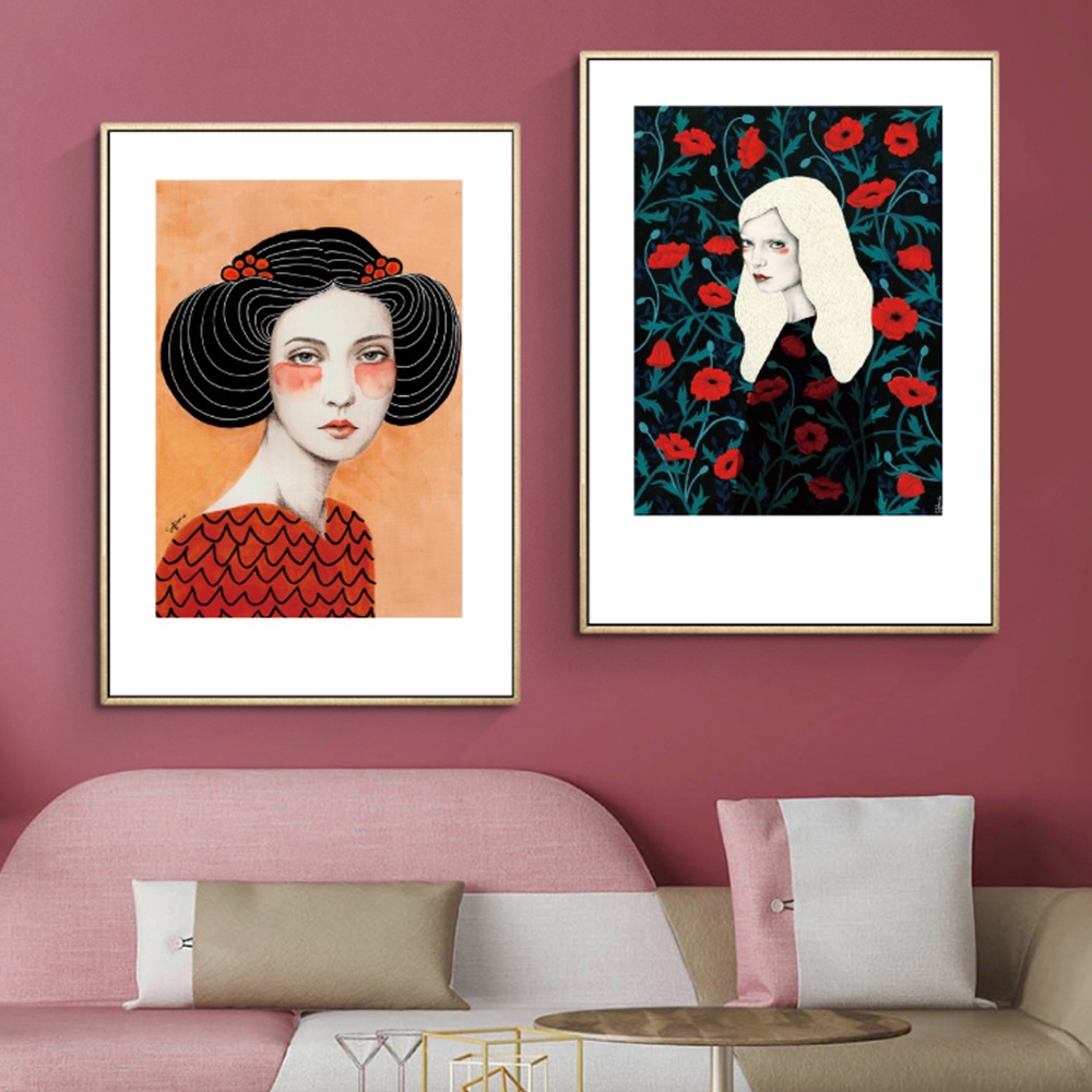 โปสเตอร์ภาพวาดผ้าใบ-รูปผู้หญิงแอปสแตรกท์-สไตล์โมเดิร์น-สําหรับตกแต่งผนังห้องนอน-ห้องนั่งเล่น