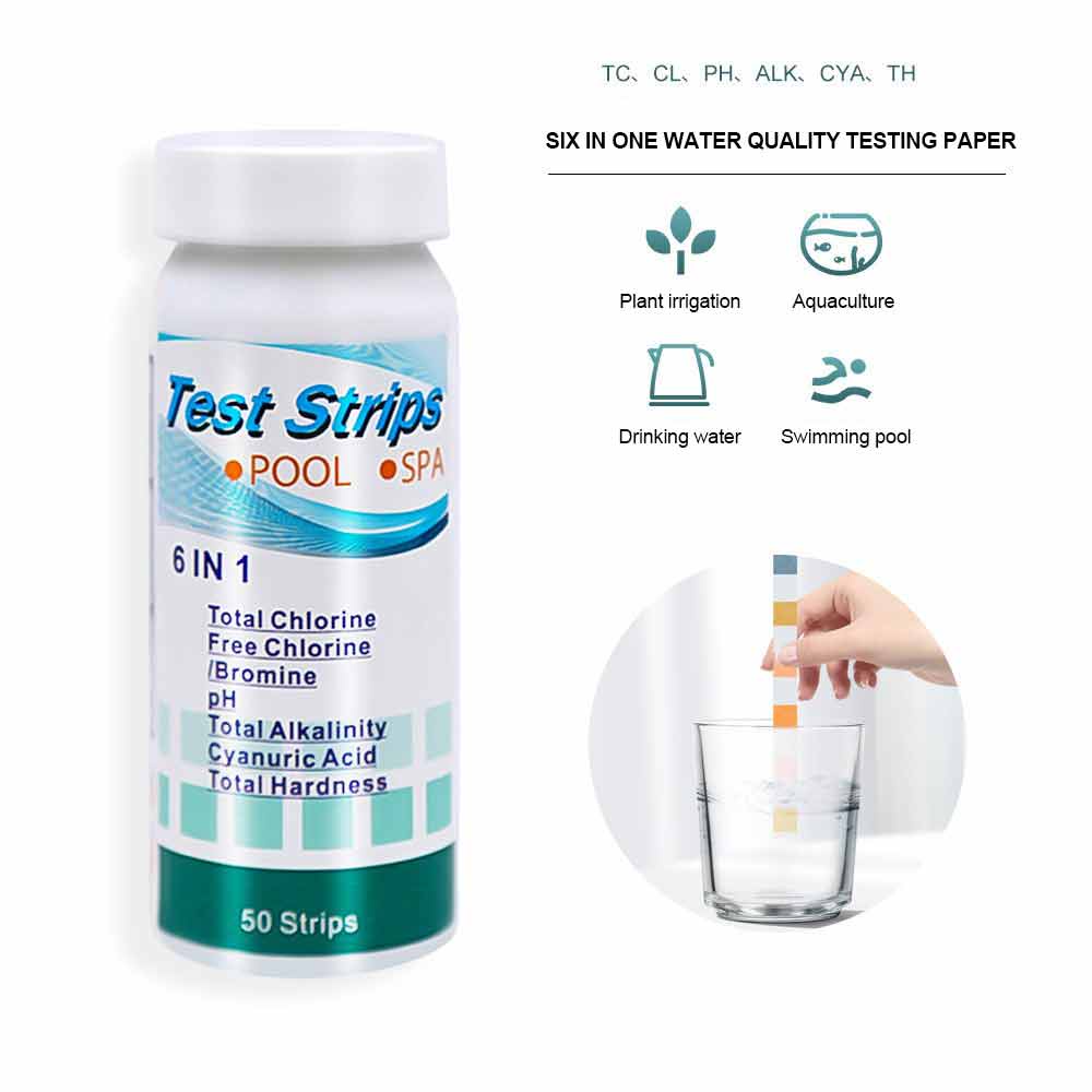 6in1 Water Test Strip Swimming Pool Cyanuric Acid Alkalinity Chlorine