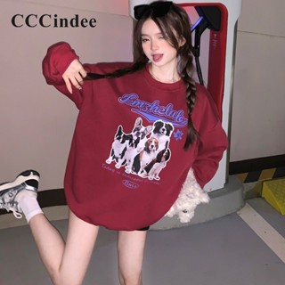 Cccindee ใหม่ เสื้อกันหนาว คอกลม แขนยาว พิมพ์ลาย ทรงหลวม สีตัดกัน เข้ากับทุกการแต่งกาย แฟชั่นสําหรับผู้หญิง 2023