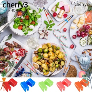 Cherry3 ตะเกียบพลาสติก หลากสี 1 นิ้ว 10 ชิ้น