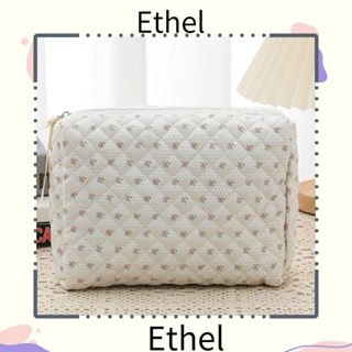 Ethel1 กระเป๋าเครื่องสําอาง กระเป๋าเครื่องสําอาง ผ้าฝ้าย ลายดอกไม้ ขนาดใหญ่ สําหรับผู้หญิง