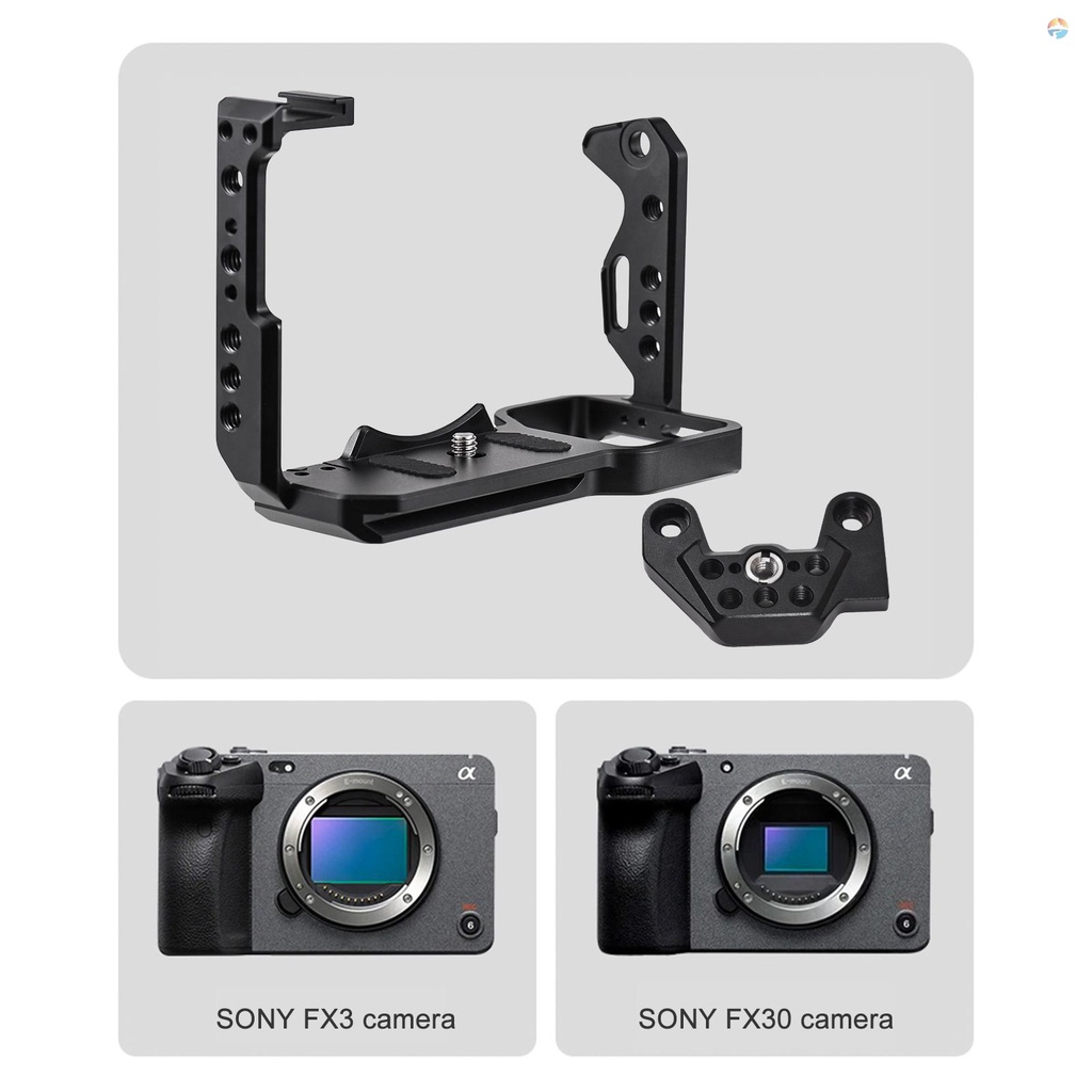 fsth-handheld-camera-cage-aluminum-alloy-with-cold-shoe-mount-numerous-1-4in-and-3-8in-threaded-holes-compatible-with-fx3-fx30-camera