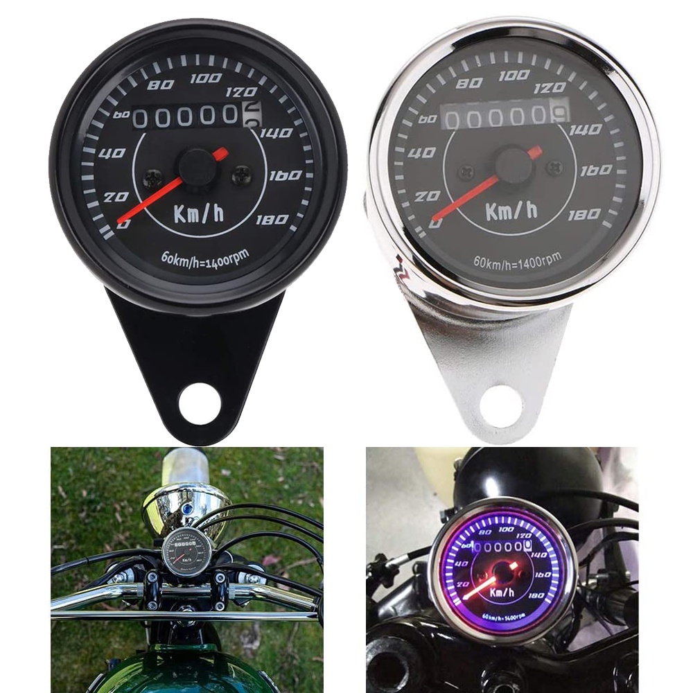 Universal รถจักรยานยนต์ Speedometer สีคู่ LED Light เครื่องวัดระยะทาง ...
