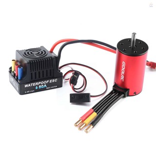 Goolrc มอเตอร์ควบคุมความเร็วไฟฟ้า ไร้แปรงถ่าน 3660 3800KV 80A ESC 6V 3A BEC สําหรับรถบรรทุกไต่หินบังคับ 1/10