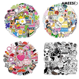 Ameesi สติกเกอร์ไวนิล ลายการ์ตูนกราฟฟิตี้น่ารัก กันน้ํา สําหรับติดตกแต่งกระเป๋าเดินทาง แล็ปท็อป รถจักรยานยนต์ DIY 50 ชิ้น ต่อชุด