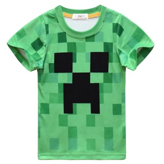 เสื้อยืด ผ้าฝ้าย พิมพ์ลาย MINECRAFT แฟชั่นฤดูร้อน สําหรับเด็กผู้ชาย และเด็กผู้หญิง